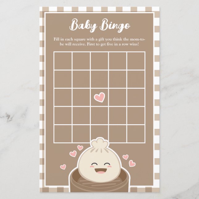 Cute Little Dumpling Baby Shower Bingo Game (Framsida)
