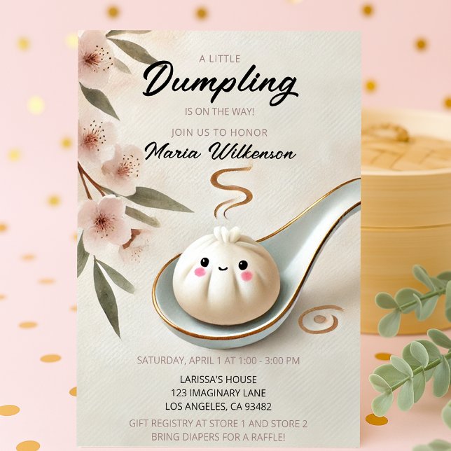 Cute Little Dumpling Baby Shower med Blommigtar Inbjudningar (Skapare uppladdad)