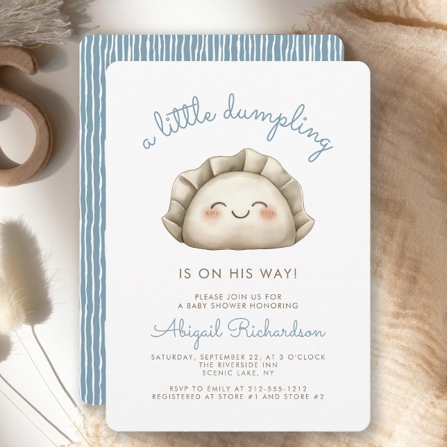 Cute Little Dumpling Blue Boy Baby Shower Inbjudningar (Skapare uppladdad)