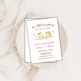 Cute Little Dumpling Mushroom Twin Baby Shower Inbjudningar