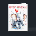 Cute Little Elephant Grattis på födelsedagen Kort<br><div class="desc">Det här vackra födelsedagskortet har en blyg baby-elefant. Du kan gärna anpassa det här kortet med din text för att göra det unikt och unikt.</div>