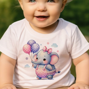 Cute Little Elephant Holding Balloons Birthday T Shirt