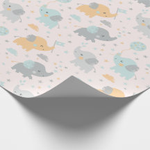 Cute Little Elephants mint grått orange
