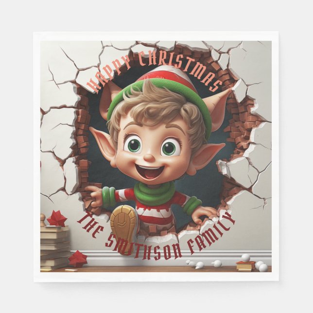 Cute Little Elf 3D-jul Pappersservett (Framsidan)