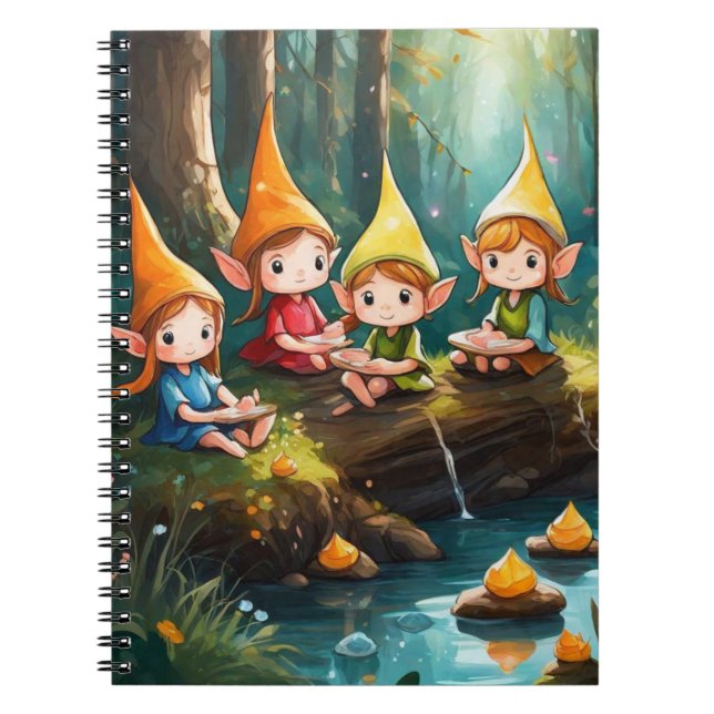 Cute Little elves in River Anteckningsbok (Framsidan)