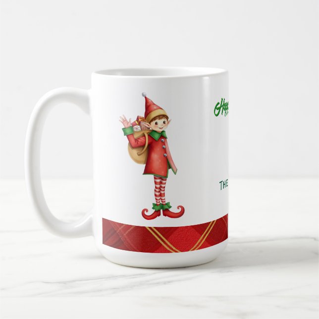 Cute Little Elves - Personalized Christmas  Kaffemugg (Vänster)