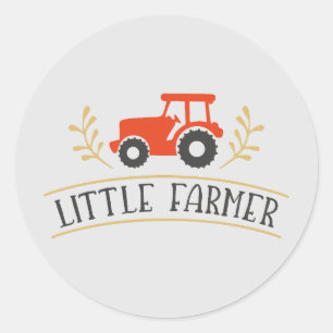 Cute Little Farmer, Red Tractor Runt Klistermärke