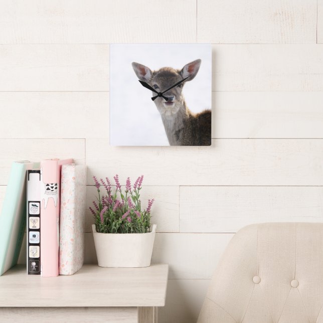Cute Little Fawn 2 #animal #art Fyrkantig Klocka (Läsesal)