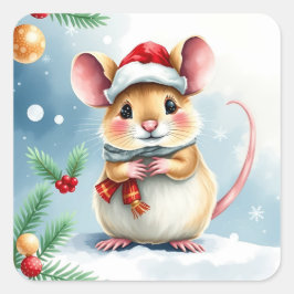 Cute Little Festive-julmus Fyrkantigt Klistermärke