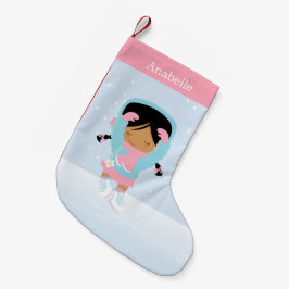 Cute Little Figur Skater Personlig Liten Julstrumpa