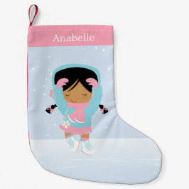 Cute Little Figur Skater Personlig Liten Julstrumpa