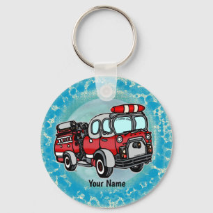 Cute Little Firecar anpassningsbar Firefighters-ny Nyckelring