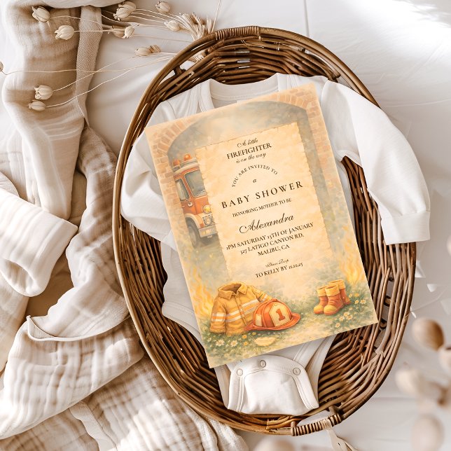 Cute Little Firefighter Baby Shower Inbjudningar (Skapare uppladdad)