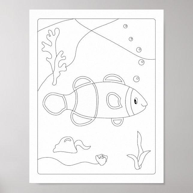 Cute Little Fish Antistress Coloring bok Poster (Framsidan)