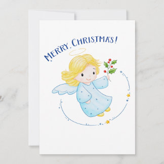Cute Little Flies Angel Girl jul Julkort