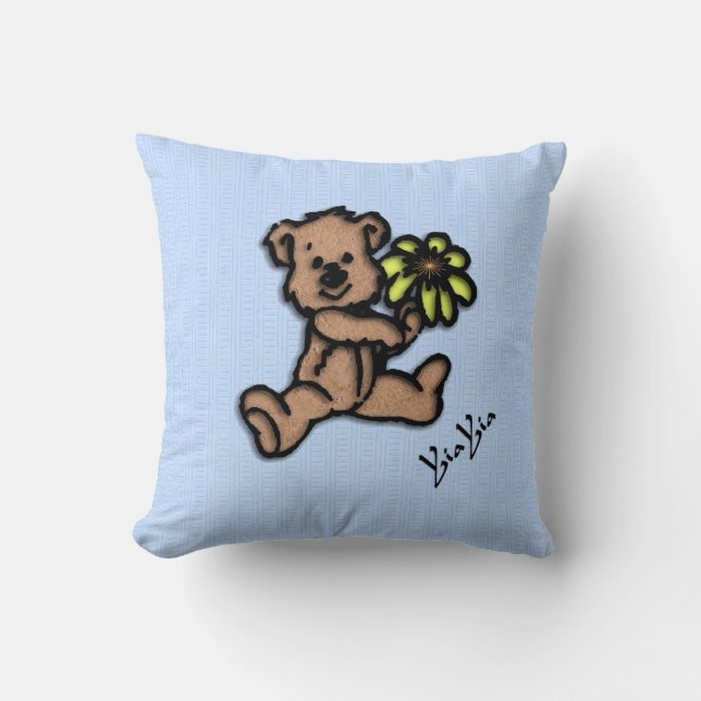 Cute Little Flower Bear Yia Yia Dekorativ kudde (Framsida)