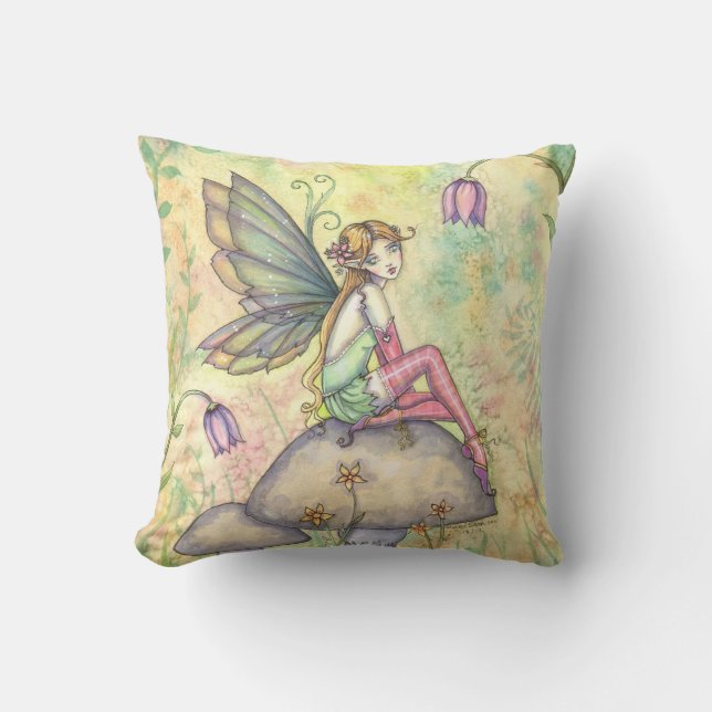 Cute Little Flower Fairy Girls Pillow Kudde (Framsida)