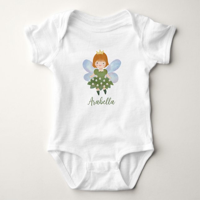 Cute Little Forest Fairy in grönt blomdress T Shirt (Framsida)
