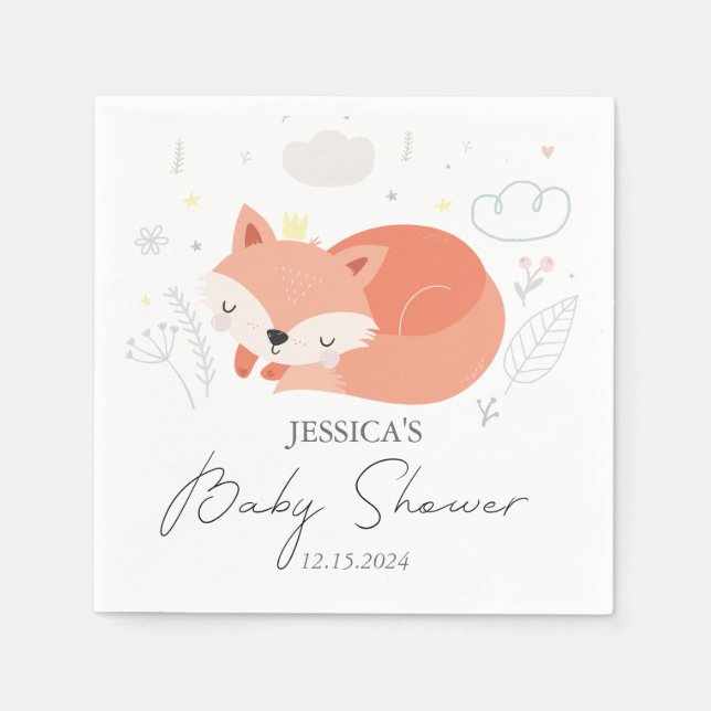 Cute Little Fox Baby Shower Pappersservett (Framsidan)
