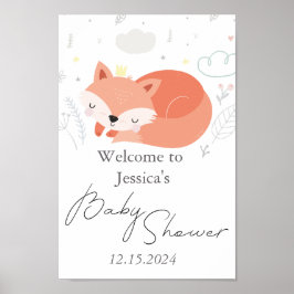 Cute Little Fox Baby Shower Poster
