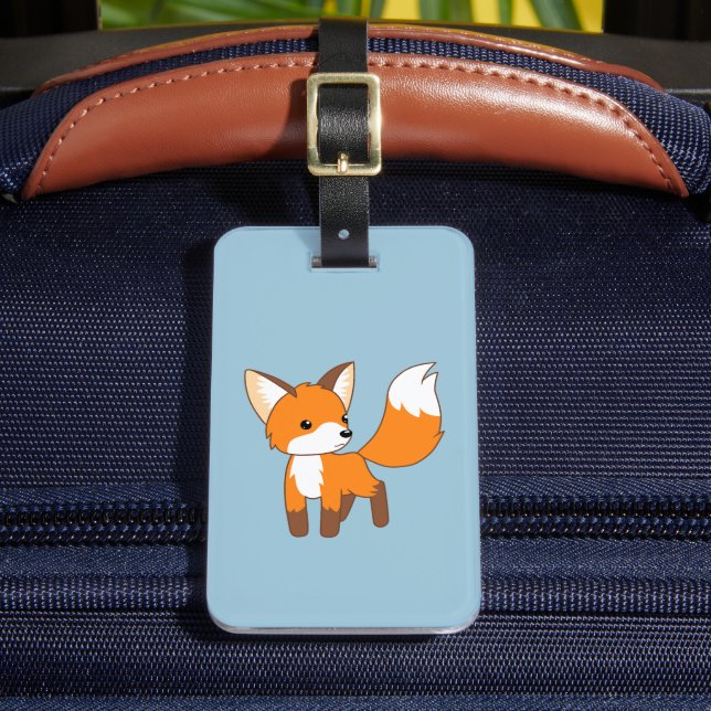 Cute Little Fox Blue Bagagebricka (Framsida Insitu 2)