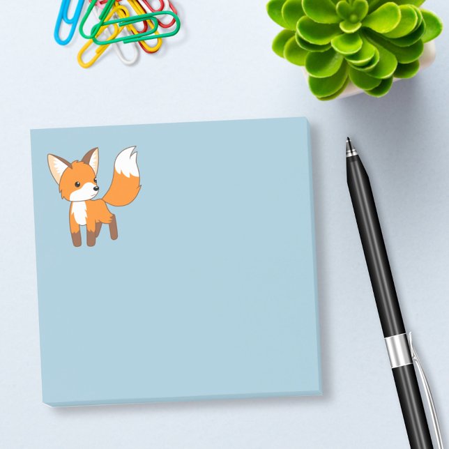 Cute Little Fox Blue Post-it Block (Skapare uppladdad)