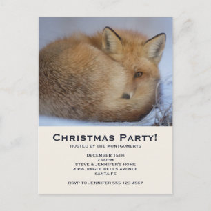 Cute Little Fox Curve Up Vinter Photo jul Inbjudan Vykort