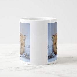Cute Little Fox Curve Up Winter Photo Jumbo Mugg