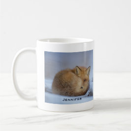 Cute Little Fox Curve Up Winter Photo Kaffemugg