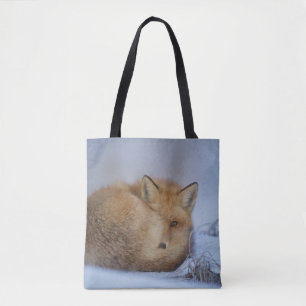 Cute Little Fox Curve Up Winter Photo Tygkasse
