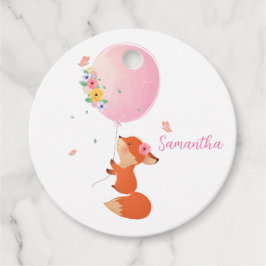 Cute Little fox-flygning med ballong Gåvor Etiketter