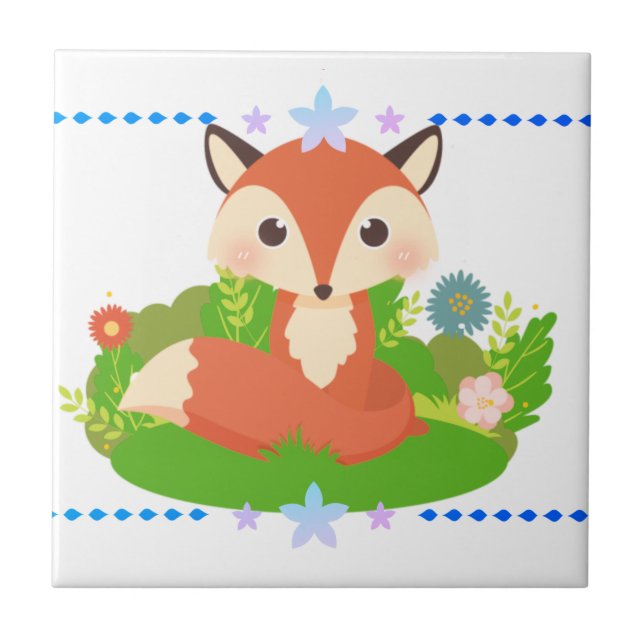 Cute Little Fox Kakelplatta (Framsidan)