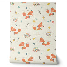 Cute Little Fox och Hedgehog med höst löv