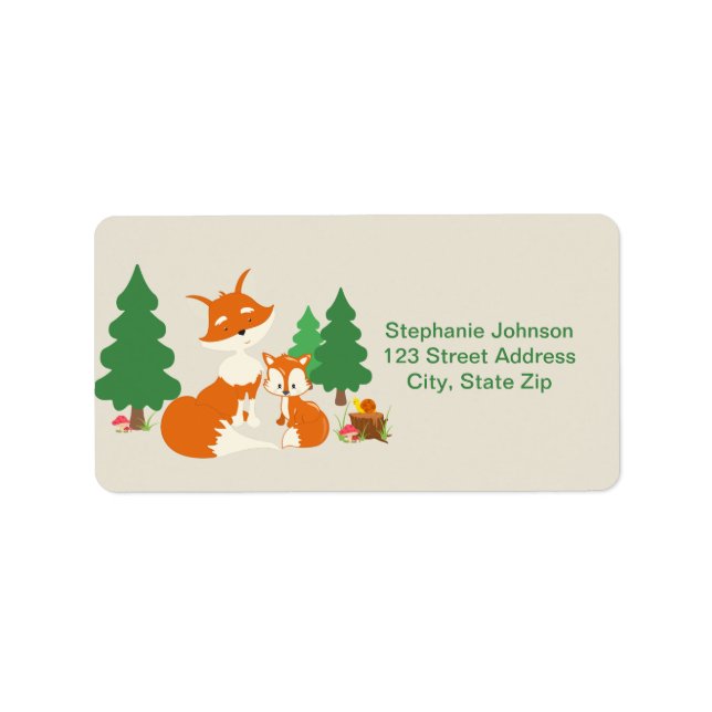 Cute Little fox och Mamma Adressetiketter (Framsidan)