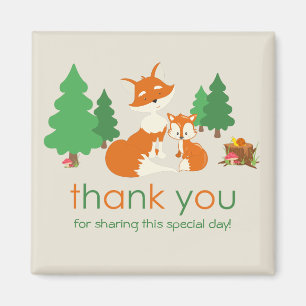 Cute Little Fox och Mamma Tack Magnet