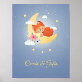 Cute Little fox på måne Cards and Gifts Sign Poster