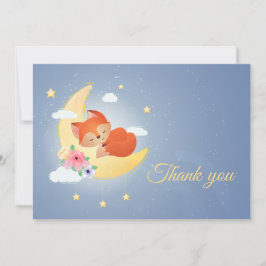 Cute Little Fox på tackkortet Måne Julkort