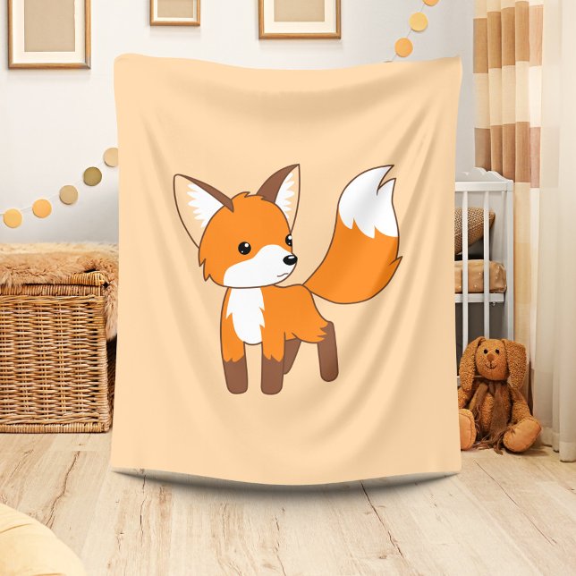 Cute Little Fox Peach Beige Fleecefilt (Skapare uppladdad)