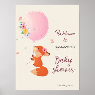 Cute Little fox poster med ballongvälkomna