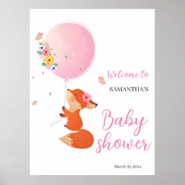 Cute Little fox poster med ballongvälkomna