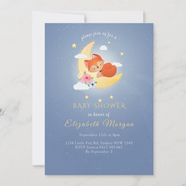 Cute Little Fox Rustic Woodland babydusch Inbjudningar (Framsida)