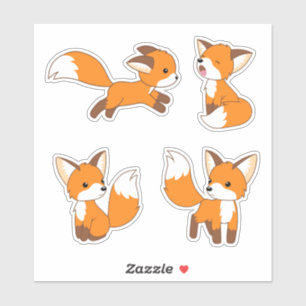 Cute Little Fox, set av 4 Klistermärken