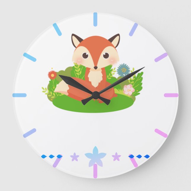 Cute Little Fox Stor Klocka (Framsida)