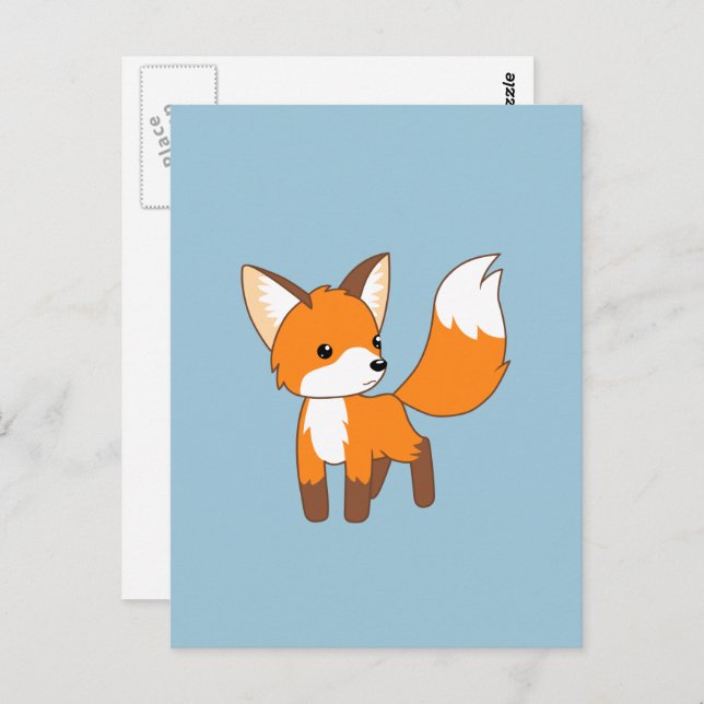 Cute Little Fox Vykort (Fram/baksida)