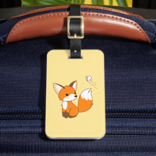 Cute Little Fox Wating Butterfly Bagagebricka