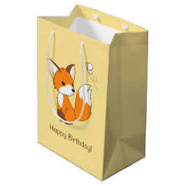 Cute Little Fox Wating Butterfly Birthday Gult