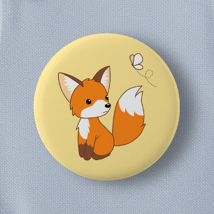 Cute Little Fox Wating Butterfly Knapp