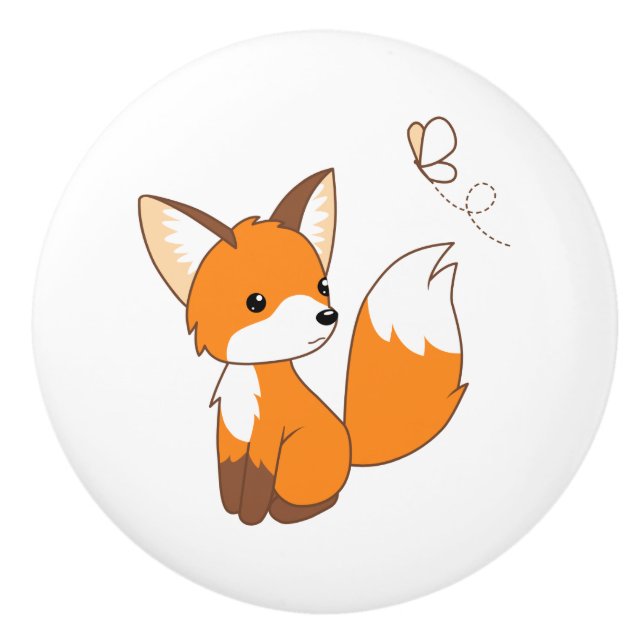 Cute Little Fox Wating Butterfly Knopp (Framsidan)