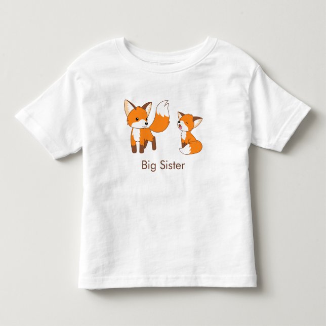 Cute Little Foxes - Big Sister T-shirt (Framsida)