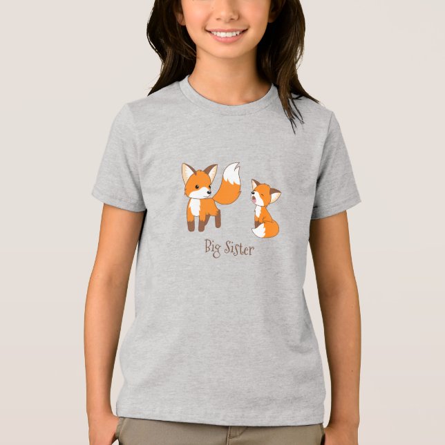 Cute Little Foxes - Big Sister Tee Shirt (Framsida)